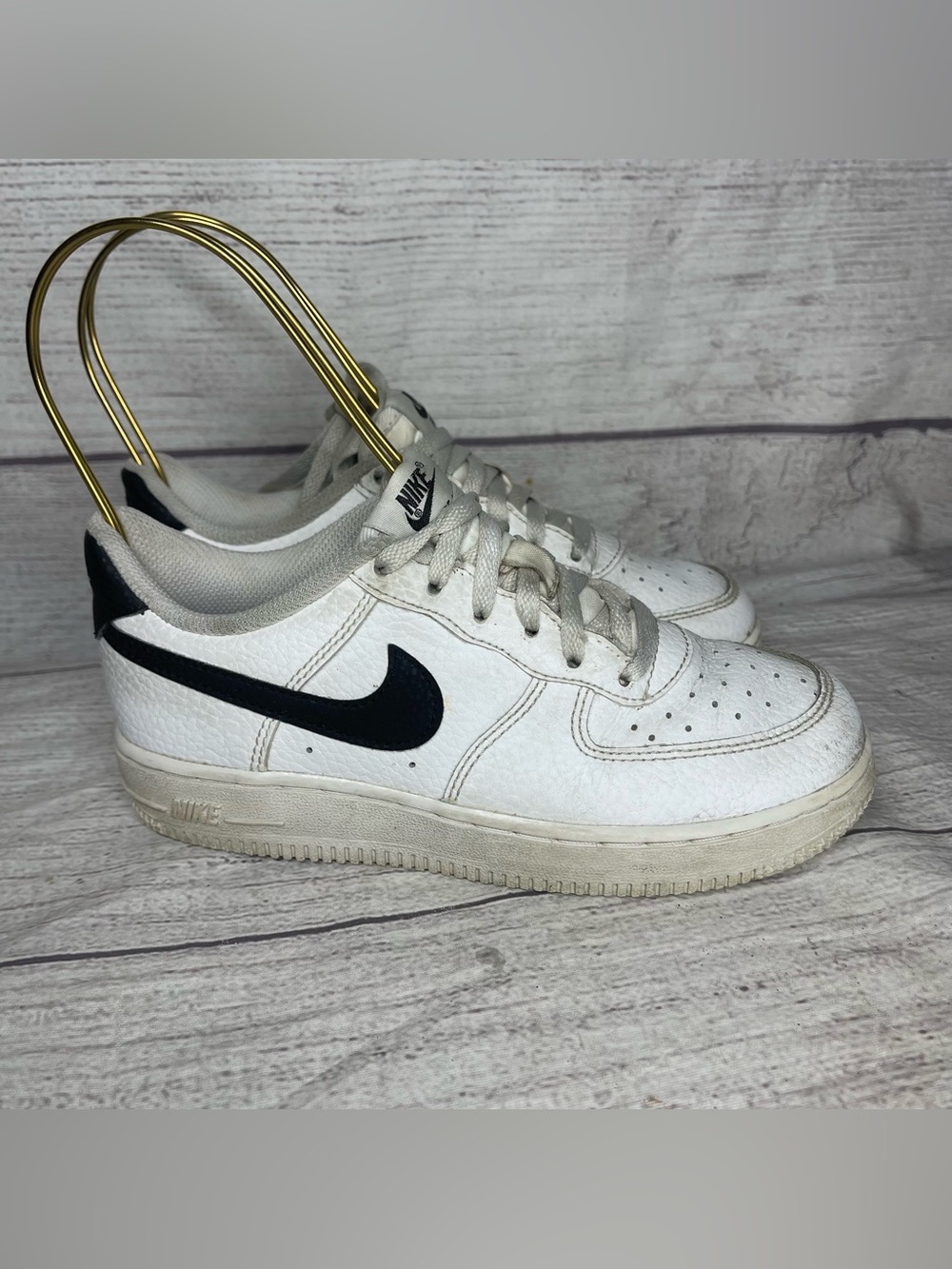 Nike Air Force 1 Kids Size 1 Low Black White Shoes